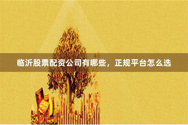 临沂股票配资公司有哪些，正规平台怎么选